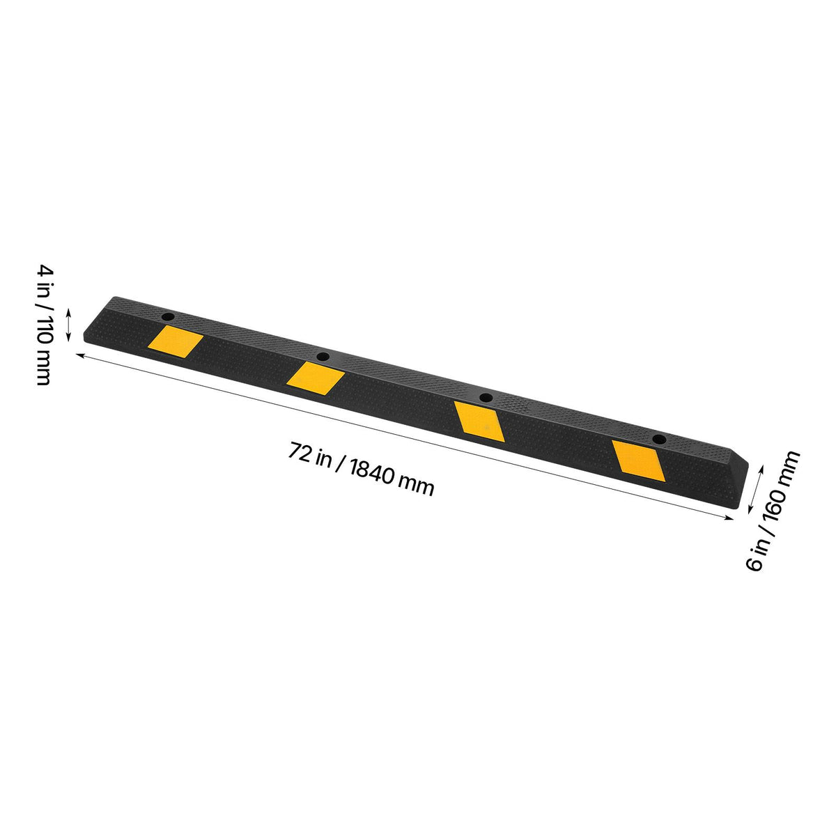 Parking Stopper, 1840 mm Heavy Duty Parking Aid for Garage, Rubber Curb Garage Floor Stopper with Reflective Strips, Vehicles Gadgets for Cars Vans Trucks Tire Wheel Guide Block Stops Bumpers