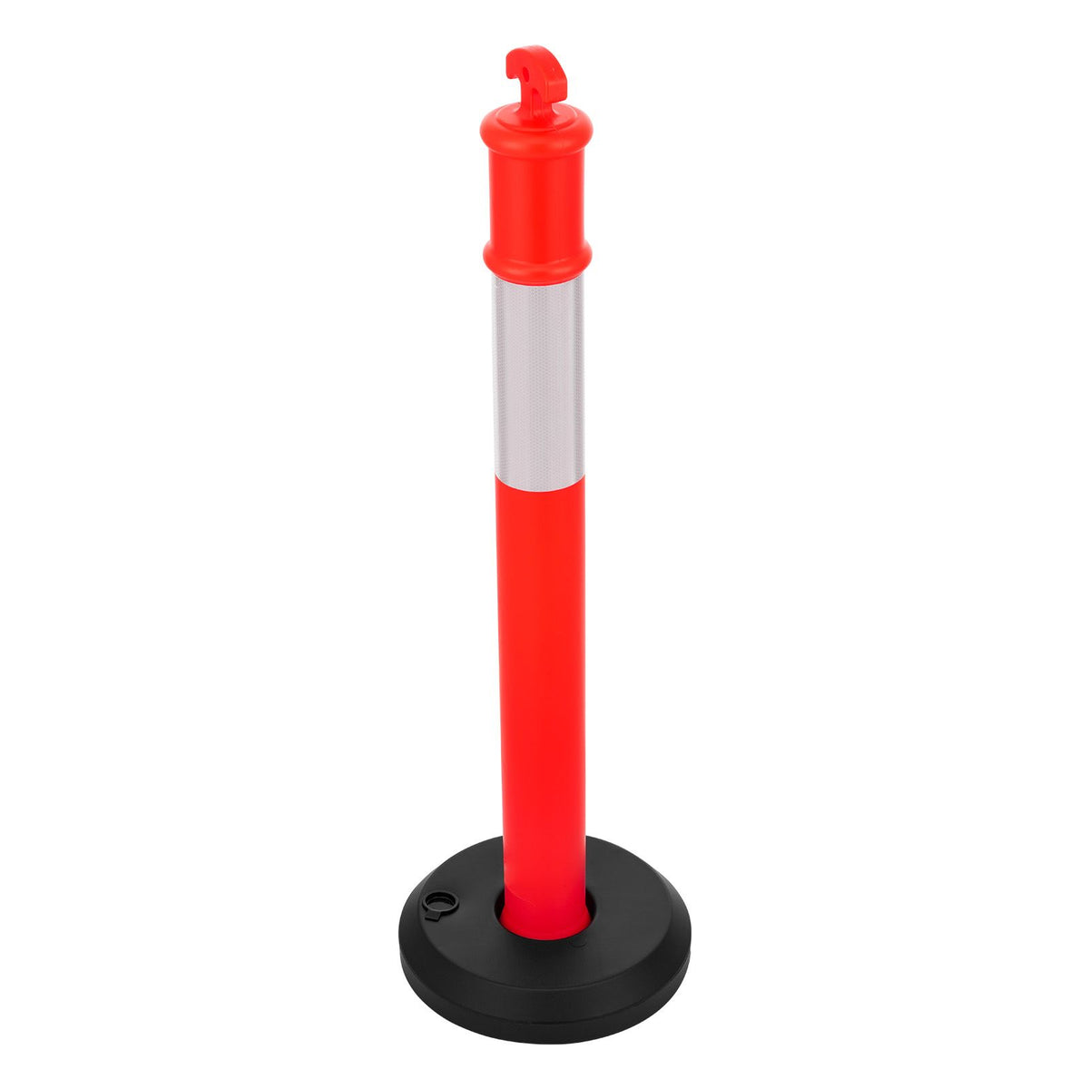 2 Pack Traffic Delineator Posts, 1140 mm Traffic Safety Cones with Fillable Base and Reflective Strips, Heavy Duty Delineator Posts for Construction Site, Parking Lot, Crowd Control, Red