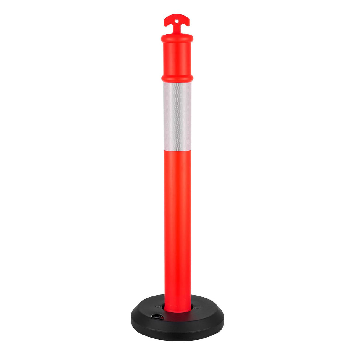 2 Pack Traffic Delineator Posts, 1140 mm Traffic Safety Cones with Fillable Base and Reflective Strips, Heavy Duty Delineator Posts for Construction Site, Parking Lot, Crowd Control, Red