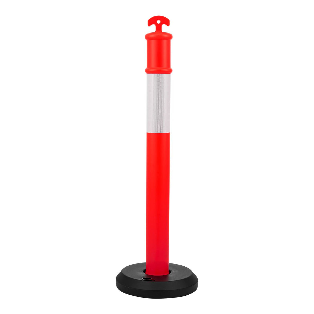 2 Pack Traffic Delineator Posts, 1140 mm Traffic Safety Cones with Fillable Base and Reflective Strips, Heavy Duty Delineator Posts for Construction Site, Parking Lot, Crowd Control, Red