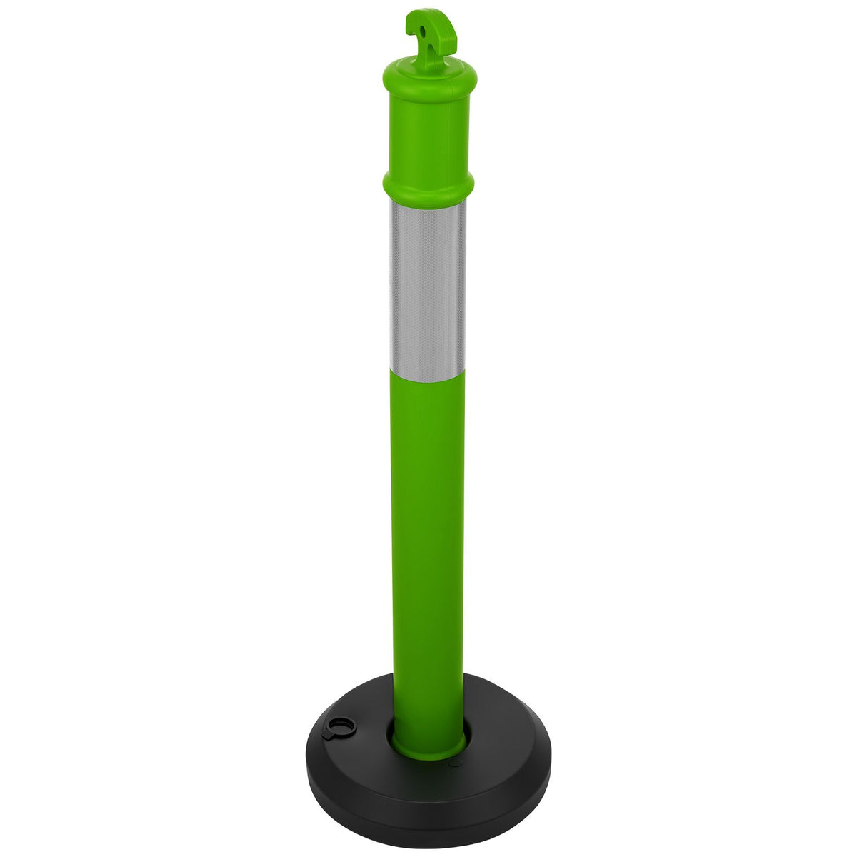 3 Pack Traffic Delineator Posts, 1140 mm Traffic Safety Cones with Fillable Base and Reflective Strips, Heavy Duty Delineator Posts for Construction Site, Parking Lot, Crowd Control, Green