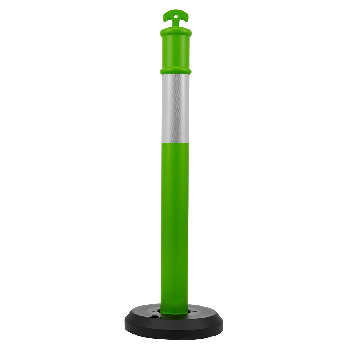 3 Pack Traffic Delineator Posts, 1140 mm Traffic Safety Cones with Fillable Base and Reflective Strips, Heavy Duty Delineator Posts for Construction Site, Parking Lot, Crowd Control, Green