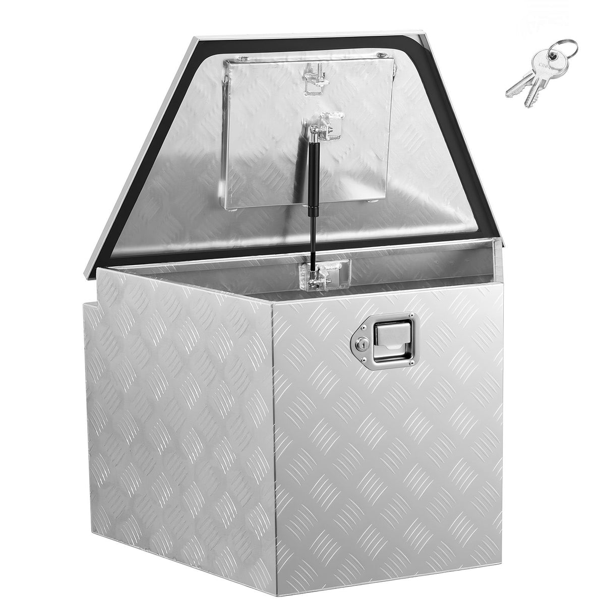 Trailer Tongue Box, 838 x 483 x 457 mm Aluminum Trailer Tongue Tool Box, Heavy Duty Storage Organizer with Lock & Keys, Utility Tool Chest for Pickup Truck Bed, RV, SUV, Off-Road Vehicle, Silver