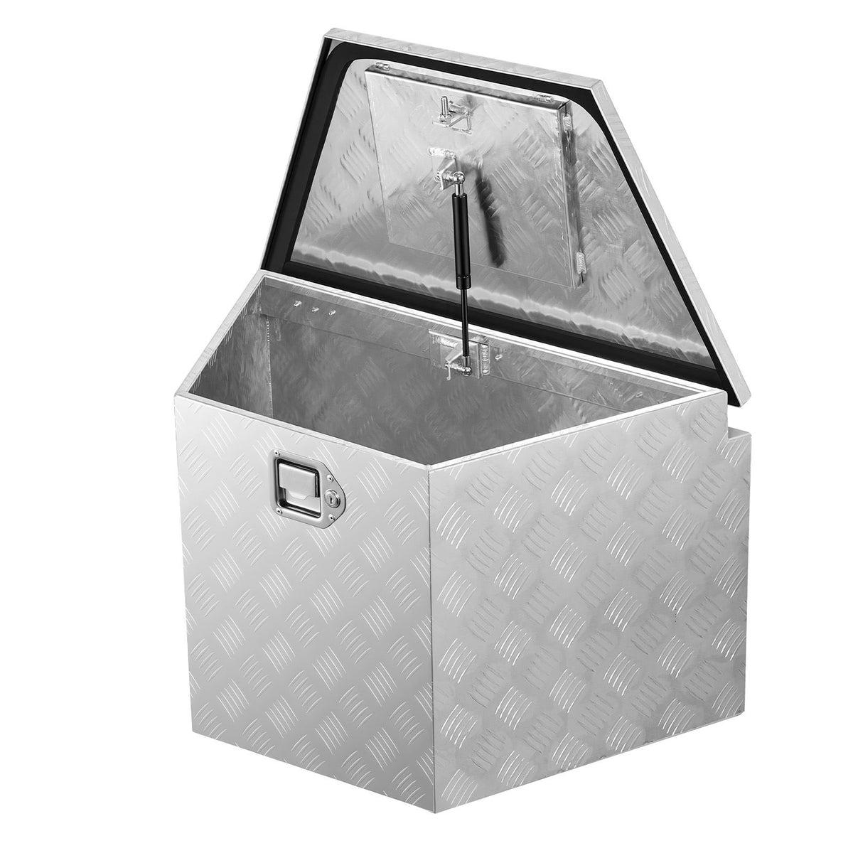 Trailer Tongue Box, 838 x 483 x 457 mm Aluminum Trailer Tongue Tool Box, Heavy Duty Storage Organizer with Lock & Keys, Utility Tool Chest for Pickup Truck Bed, RV, SUV, Off-Road Vehicle, Silver