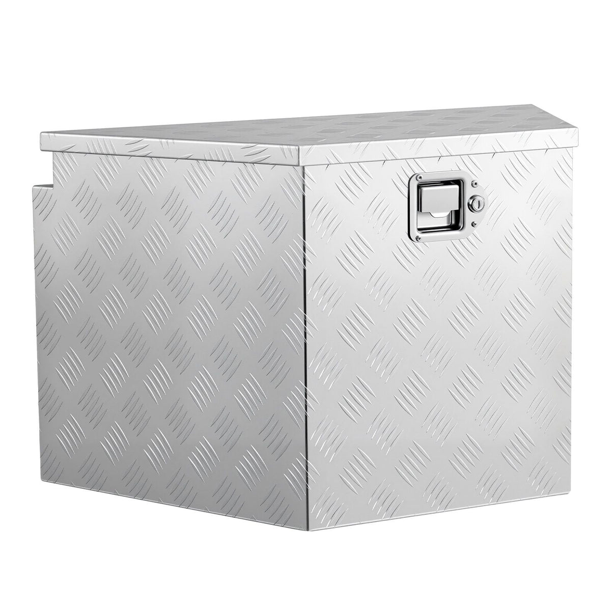 Trailer Tongue Box, 838 x 483 x 457 mm Aluminum Trailer Tongue Tool Box, Heavy Duty Storage Organizer with Lock & Keys, Utility Tool Chest for Pickup Truck Bed, RV, SUV, Off-Road Vehicle, Silver