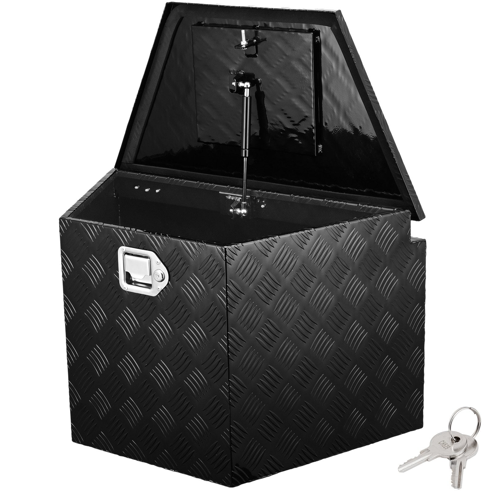 Bicycle Stands & Storage: VEVOR Trailer Tongue Box, Aluminum Alloy Diamond Plate Tongue Box Tool Chest, Heavy Duty Trailer Box Storage with Lock and Keys, for Pickup Truck, RV, Trailer, 737 x 410 x 460 mm/29x16.5x18inch