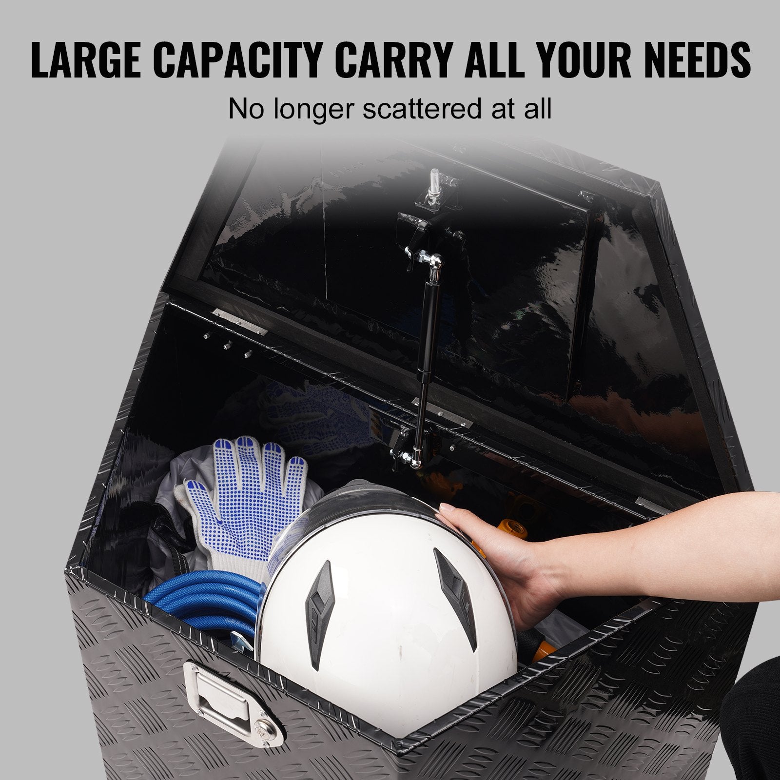 Bicycle Stands & Storage: VEVOR Trailer Tongue Box, Aluminum Alloy Diamond Plate Tongue Box Tool Chest, Heavy Duty Trailer Box Storage with Lock and Keys, for Pickup Truck, RV, Trailer, 737 x 410 x 460 mm/29x16.5x18inch