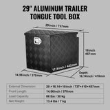 Bicycle Stands & Storage: VEVOR Trailer Tongue Box, Aluminum Alloy Diamond Plate Tongue Box Tool Chest, Heavy Duty Trailer Box Storage with Lock and Keys, for Pickup Truck, RV, Trailer, 737 x 410 x 460 mm/29x16.5x18inch