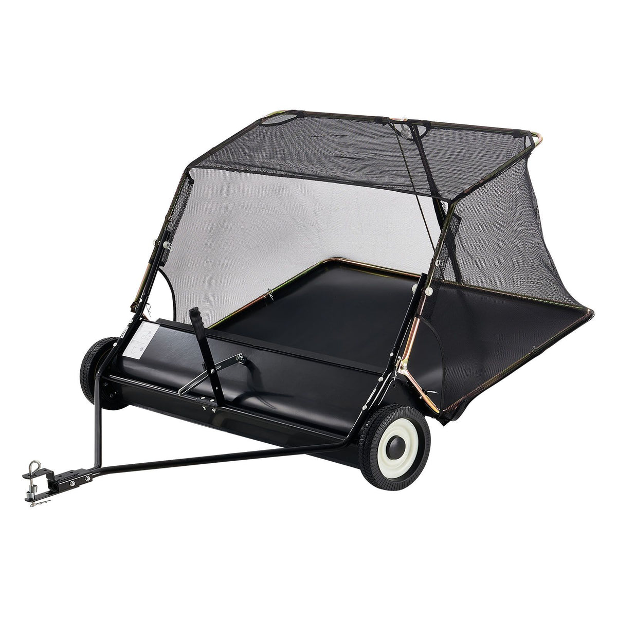26.7 cm Tow Behind Lawn Sweeper, 26 cu.ft. Large Yard Sweeper, Adjustable Sweeping Height, Heavy Duty Leaf & Grass Collector with Dumping Rope, Pull Behind Sweepers for Debris Grass Clippings