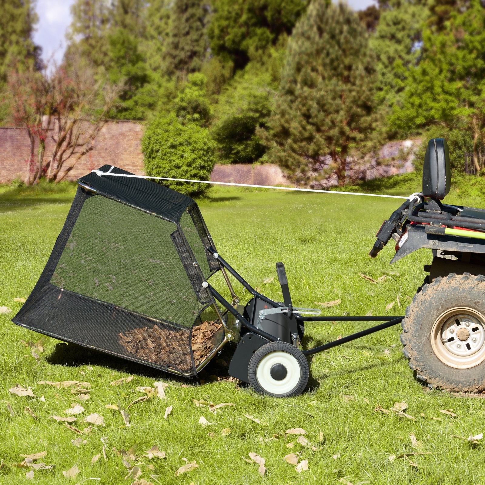 Lawn Rollers: VEVOR Tow-Behind Lawn Sweeper 132cm Leaf Yard Collector 26 cu.ft. Adjustable