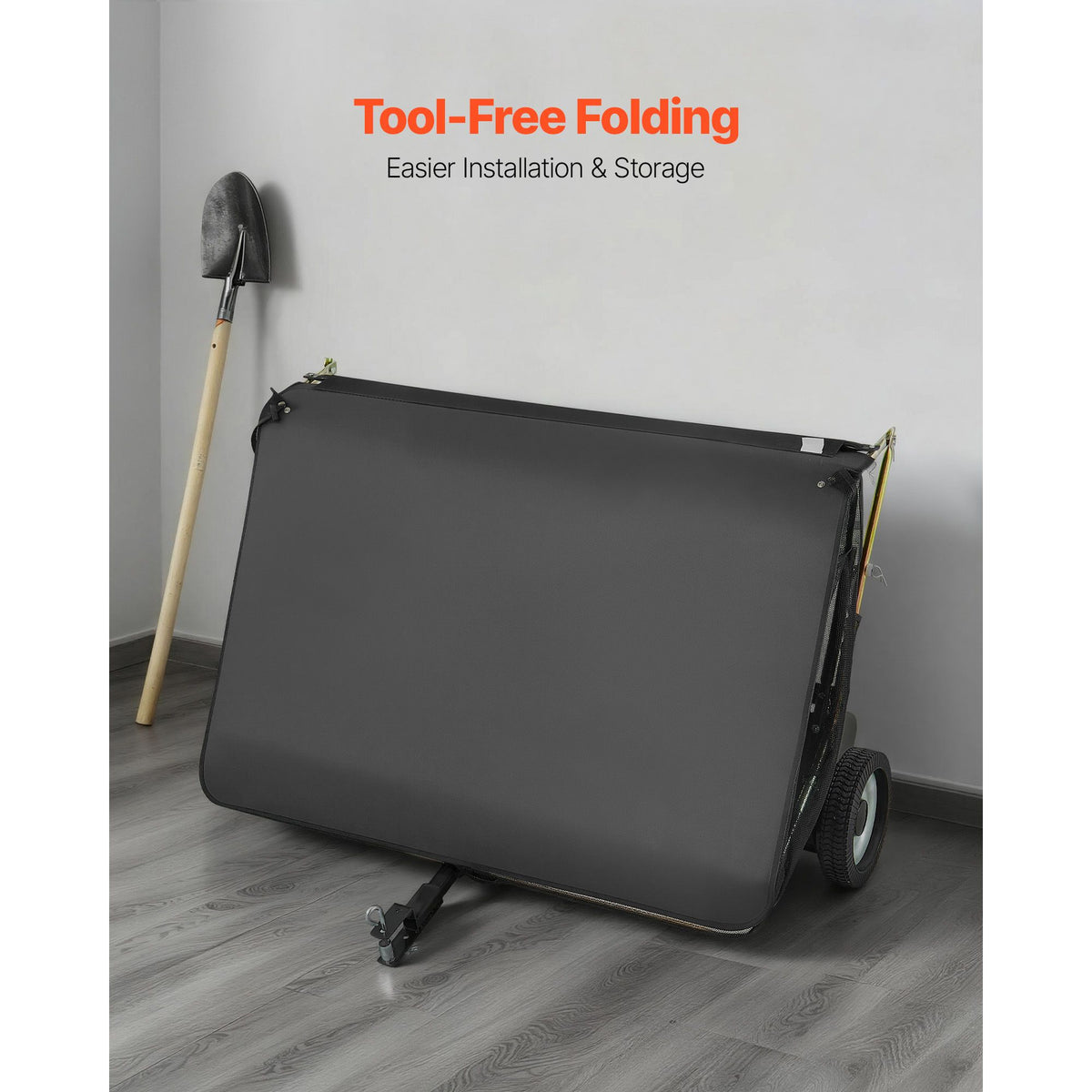 Tow Behind Lawn Sweeper, 122cm Pull Behind Yard Sweeper, 26 cu. ft Hopper Bag Capacity, Leaf & Grass Collector with Dumping Rope, Adjustable Sweeping Height, Garden Sweepers for Lawn Farm