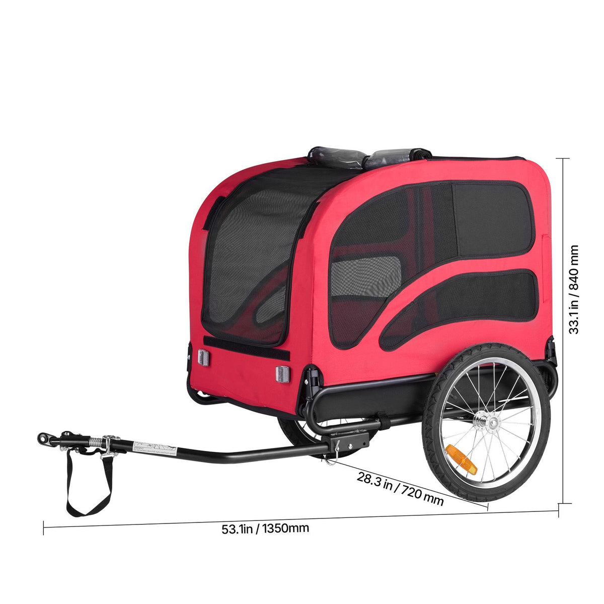 Dog Bike Trailer, Supports up to 45 kg, Pet Cart Bicycle Carrier for Small & Large Dogs, Easy Folding Frame with Quick Release Wheel, Universal Bicycle Coupler, Reflector, Flag, Internal Leash