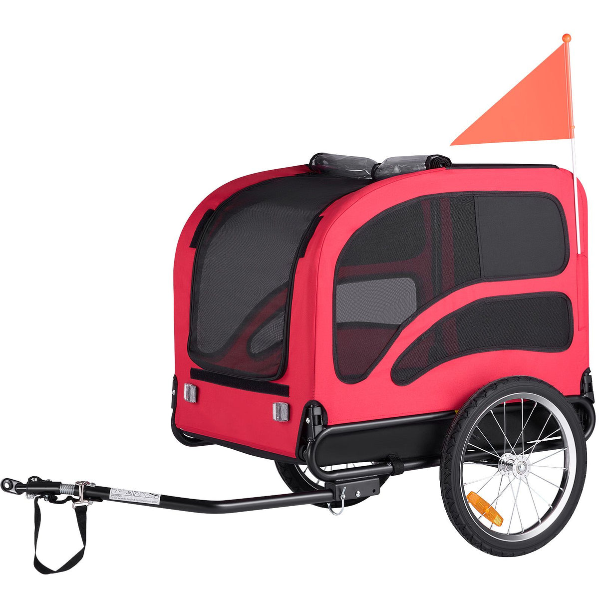 Dog Bike Trailer, Supports up to 45 kg, Pet Cart Bicycle Carrier for Small & Large Dogs, Easy Folding Frame with Quick Release Wheel, Universal Bicycle Coupler, Reflector, Flag, Internal Leash