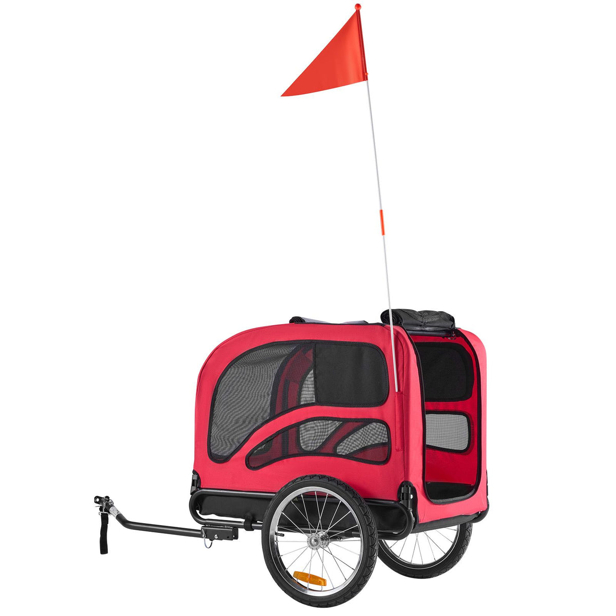 Dog Bike Trailer, Supports up to 45 kg, Pet Cart Bicycle Carrier for Small & Large Dogs, Easy Folding Frame with Quick Release Wheel, Universal Bicycle Coupler, Reflector, Flag, Internal Leash