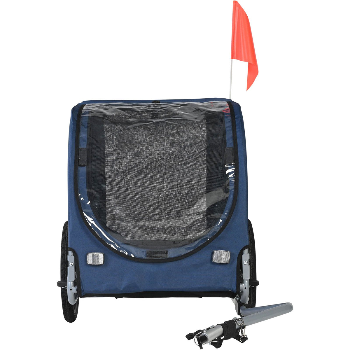 Dog Bike Trailer, Supports up to 45 kg, Pet Cart Bicycle Carrier, Easy Folding Frame with Quick Release Wheels, Universal Bicycle Coupler, Reflectors, Flag, Collapsible to Store, Blue/Black