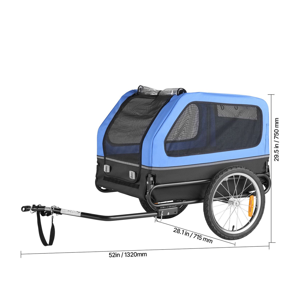 Dog Bike Trailer, Supports up to 40 kg, Pet Cart Bicycle Carrier for Small & Large Dogs, Easy Folding Frame with Quick Release Wheel, Universal Bicycle Coupler, Reflector, Flag, Internal Leash
