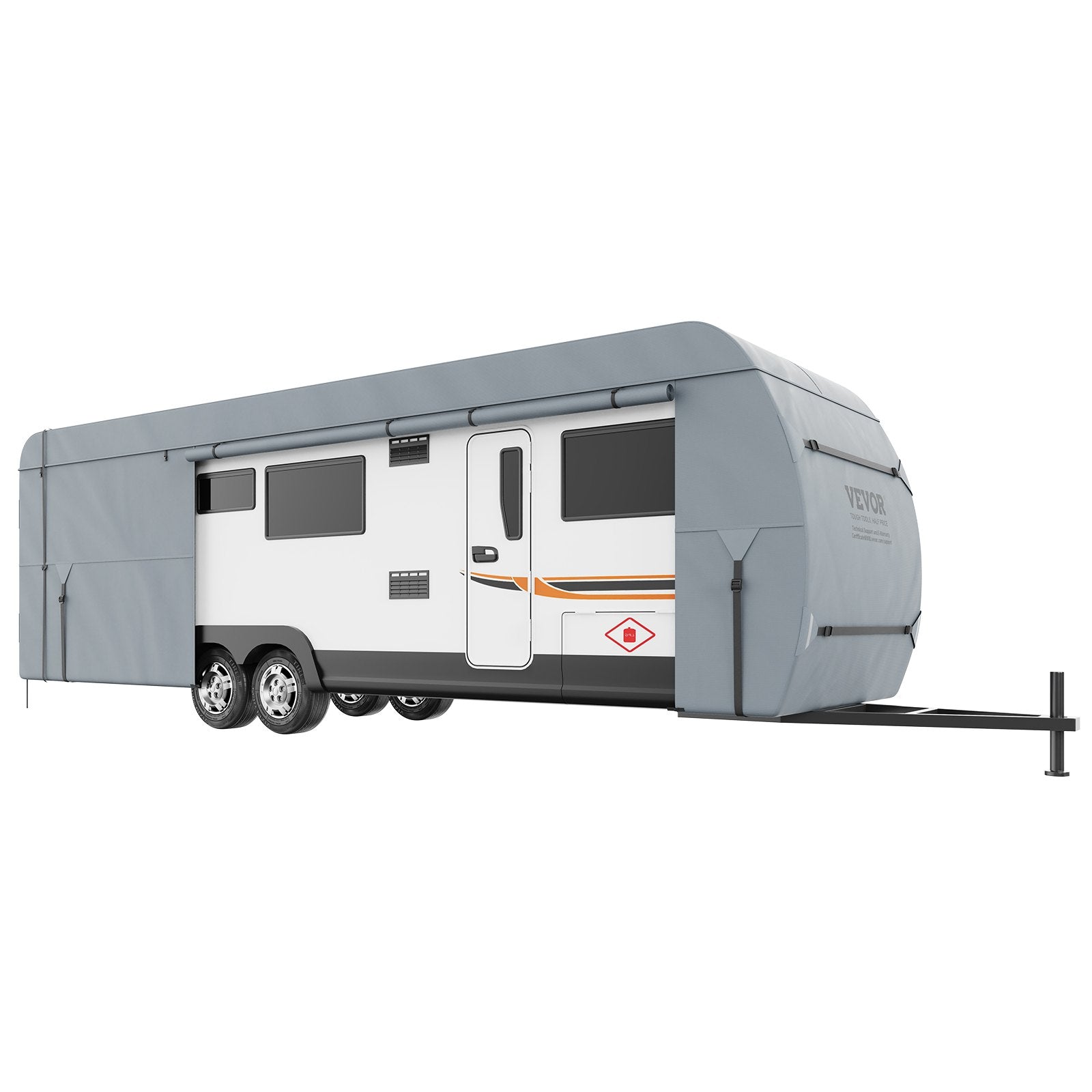 Travel Trailer Cover, 9.1-9.8m RV Cover, 4-Layer Non-Woven Fabric Camper Cover, Waterproof, Windproof And Wear-Resistant Class A RV Cover, Rip-Stop Camper Cover with Storage Bag and Patches