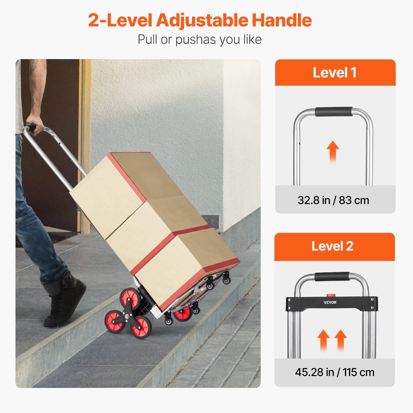 Mobility & Accessibility: VEVOR Stair Climbing Cart Heavy Duty Folding Hand Truck Dolly 118 kg 10 Wheels