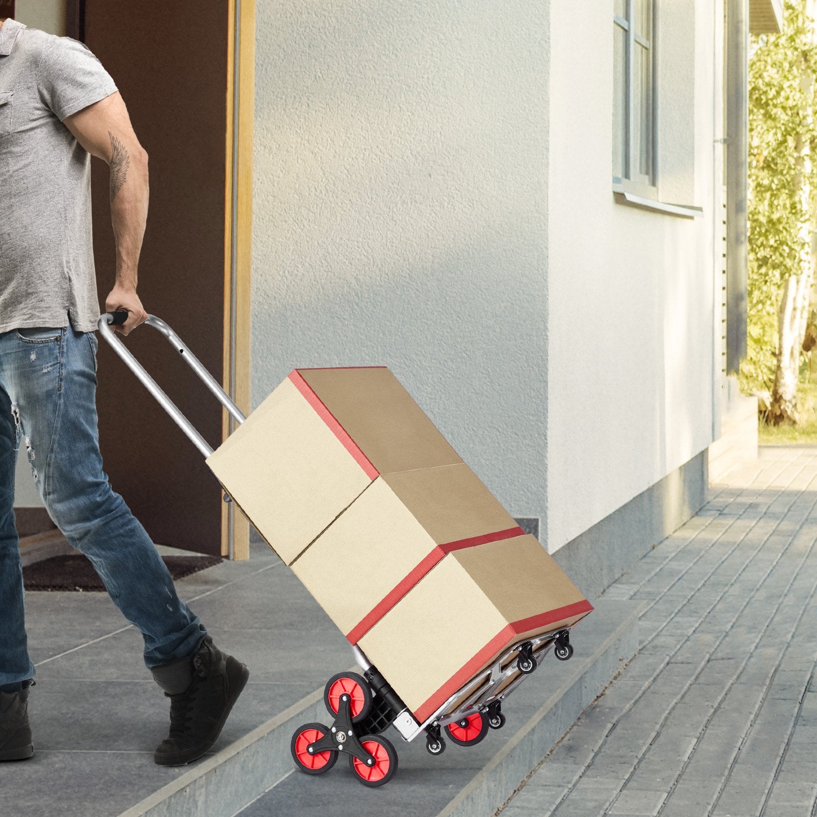 Mobility & Accessibility: VEVOR Stair Climbing Cart Heavy Duty Folding Hand Truck Dolly 118 kg 10 Wheels