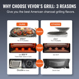 BBQ Tools: VEVOR Portable Charcoal Grill, Propane Gas Grills with Cover and Cart, Heavy Duty Stainless Steel BBQ Grill, Mini Smoker for Outdoor Cooking, Barbecue Camping, Picnic, and Backyard, Black