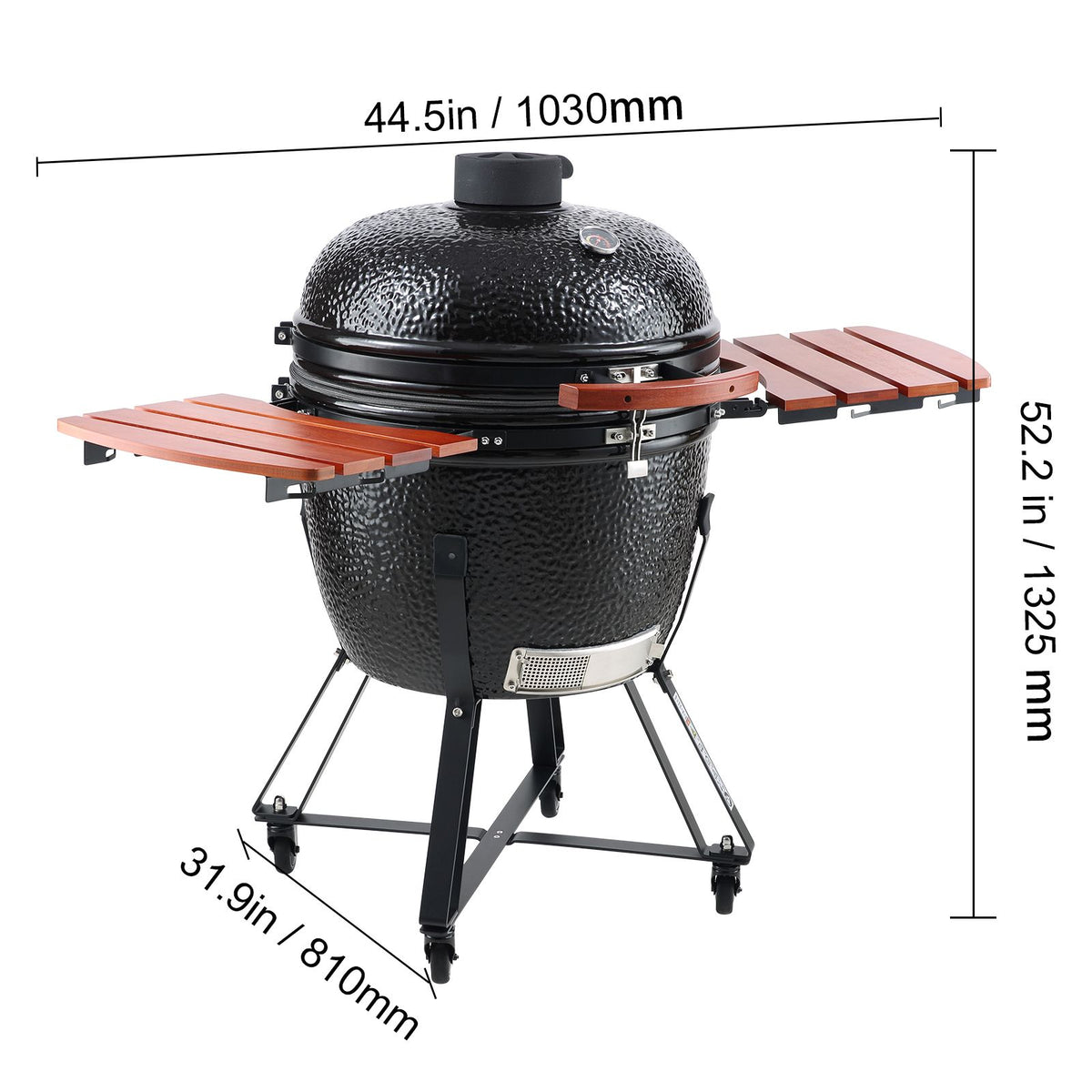 Portable Charcoal Grill, Propane Gas Grills with Cover and Cart, Heavy Duty Stainless Steel BBQ Grill, Mini Smoker for Outdoor Cooking, Barbecue Camping, Picnic, and Backyard, Black