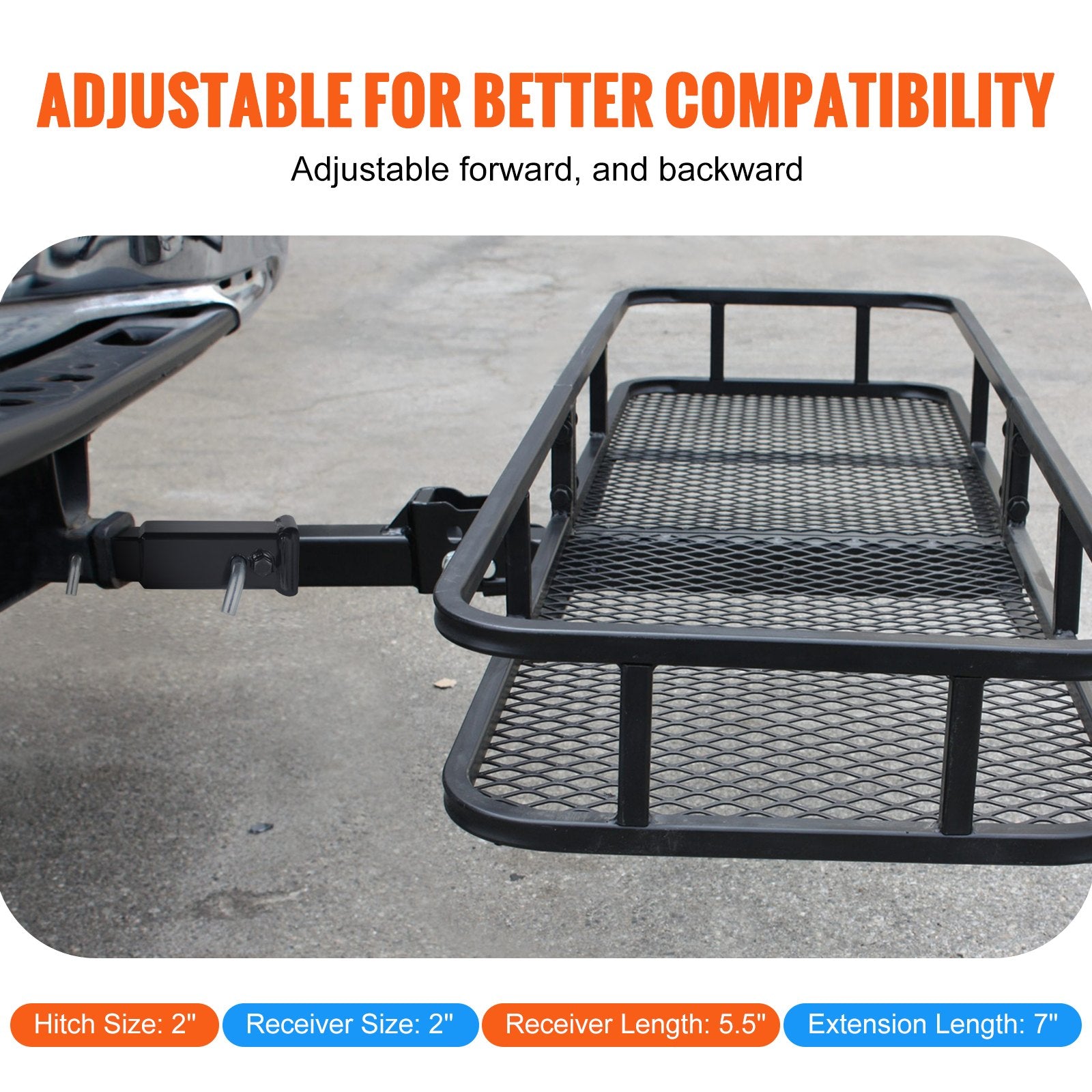 Automotive Repair & Speciality Tools: VEVOR Trailer Hitch Extender, Fits for 2" Receiver Hitch Adapter, Trailer Hitch Extension Tube Extender, 7" Extension Length, 4000 lbs Towing Capacity, Hitch Pins, Clips, Bolt and Nut Included, Black
