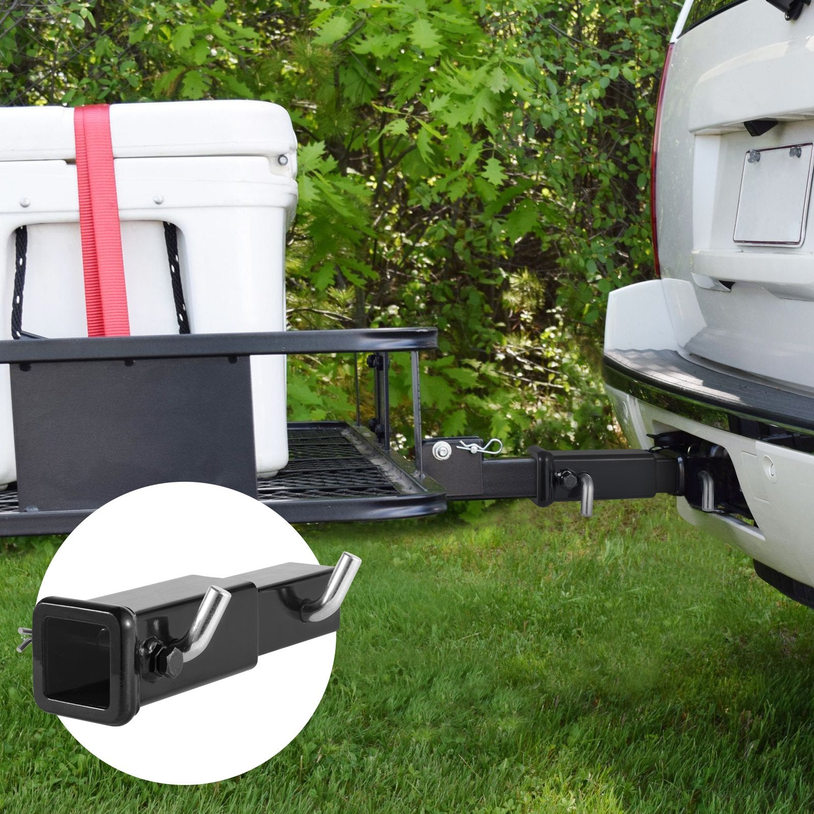 Automotive Repair & Speciality Tools: VEVOR Trailer Hitch Extender, Fits for 2" Receiver Hitch Adapter, Trailer Hitch Extension Tube Extender, 7" Extension Length, 4000 lbs Towing Capacity, Hitch Pins, Clips, Bolt and Nut Included, Black