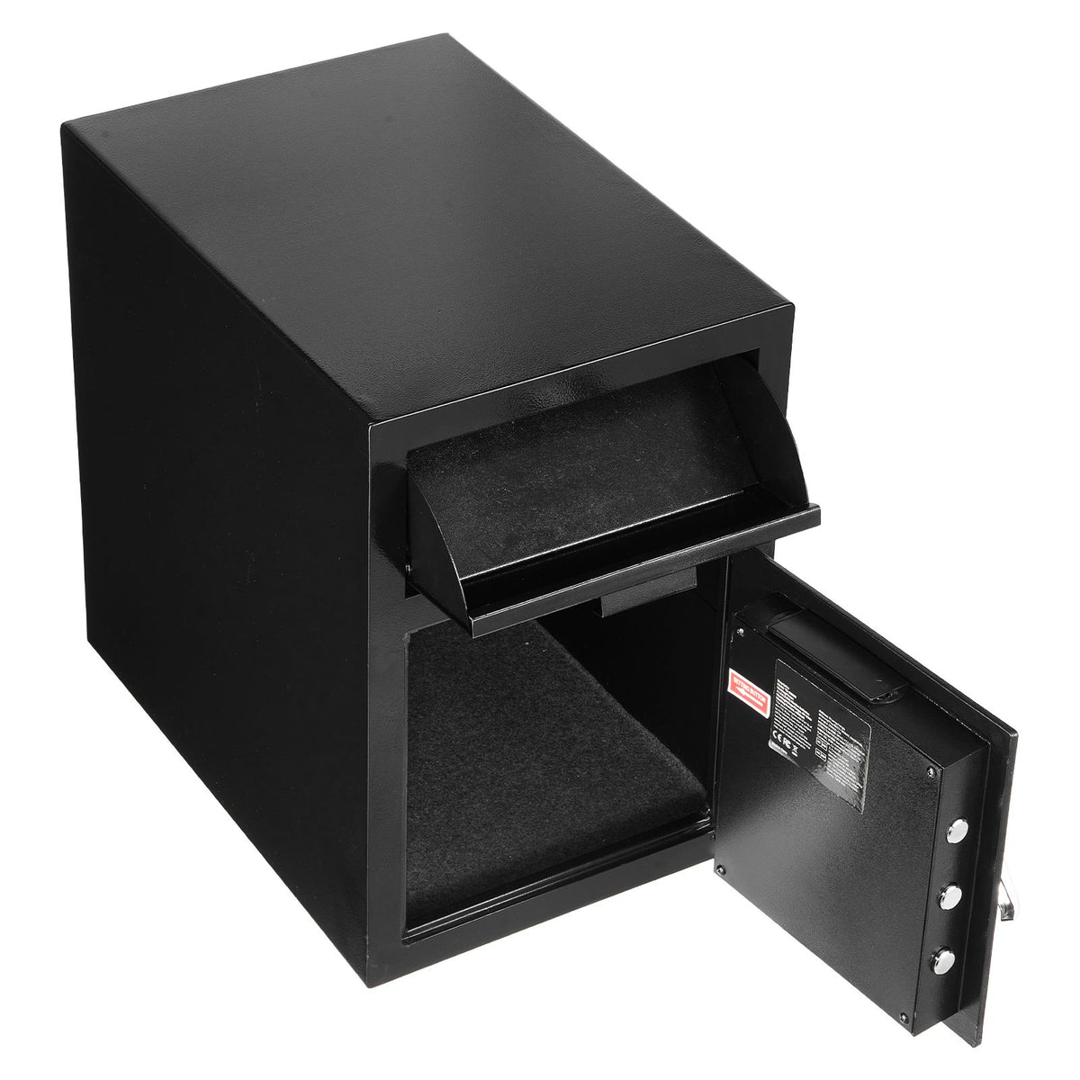 1.2 Cubic Feet Drop Safe, Large Capacity Front Drop Slot Safe Box with Digital Keypad, Heavy Duty 2 Tiers Cash Depository Box with Spare Keys for Cash, Bank Slip, Jewelry, Document, Bill, Black