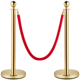 Tents: VEVOR Velvet Ropes and Posts, 5 ft/1.5 m Red Rope, Stainless Steel Gold Stanchion with Ball Top, Red Crowd Control Barrier Used for Theaters, Party, Wedding, Exhibition, Ticket Offices 4 packSets