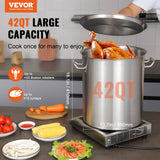 Food Warmers & Chafing Dishes: VEVOR Stainless Steel Stockpot, 42 Quart Large Cooking Pots, Multipurpose Cookware Sauce Pot with Lid & Handle, Heavy Duty Commercial Grade Stock Pot, Sanding Treatment, for Large Groups Events Silver
