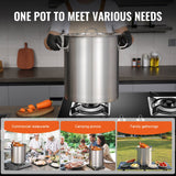 Food Warmers & Chafing Dishes: VEVOR Stainless Steel Stockpot, 42 Quart Large Cooking Pots, Multipurpose Cookware Sauce Pot with Lid & Handle, Heavy Duty Commercial Grade Stock Pot, Sanding Treatment, for Large Groups Events Silver