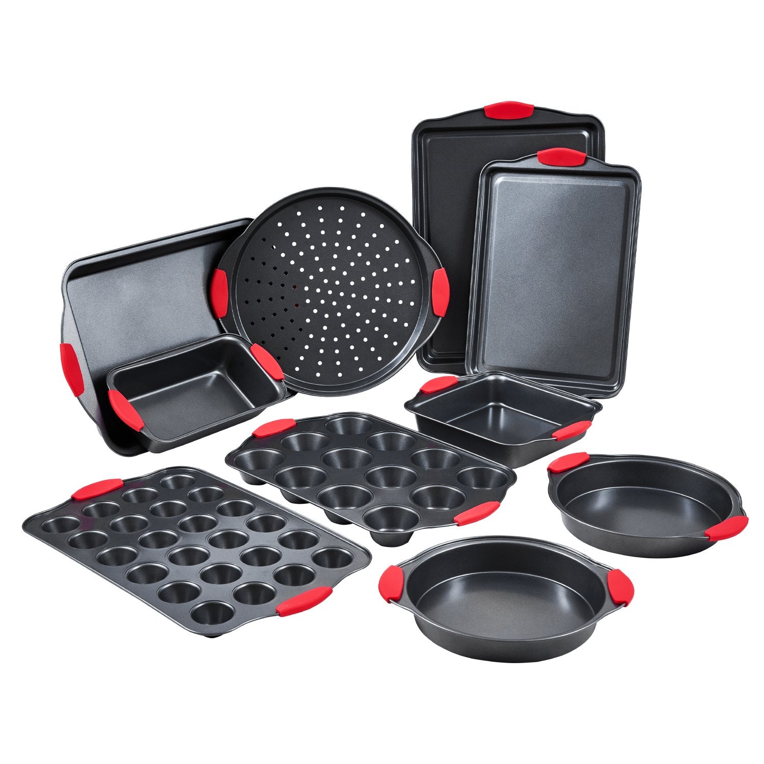 Bakeware & Accessories: VEVOR Baking Pan Set 10-Piece Nonstick Carbon Steel Set with Silicone Handles