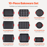Bakeware & Accessories: VEVOR Baking Pan Set 10-Piece Nonstick Carbon Steel Set with Silicone Handles