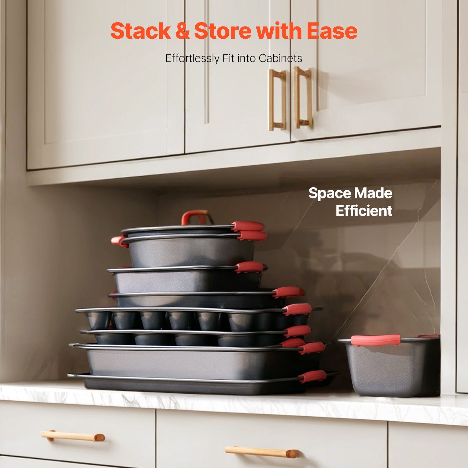 Bakeware & Accessories: VEVOR Baking Pan Set 10-Piece Nonstick Carbon Steel Set with Silicone Handles