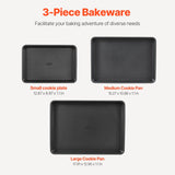 Bakeware & Accessories: VEVOR Baking Pan Set 3-Piece Nonstick Carbon Steel Set with Silicone Handles