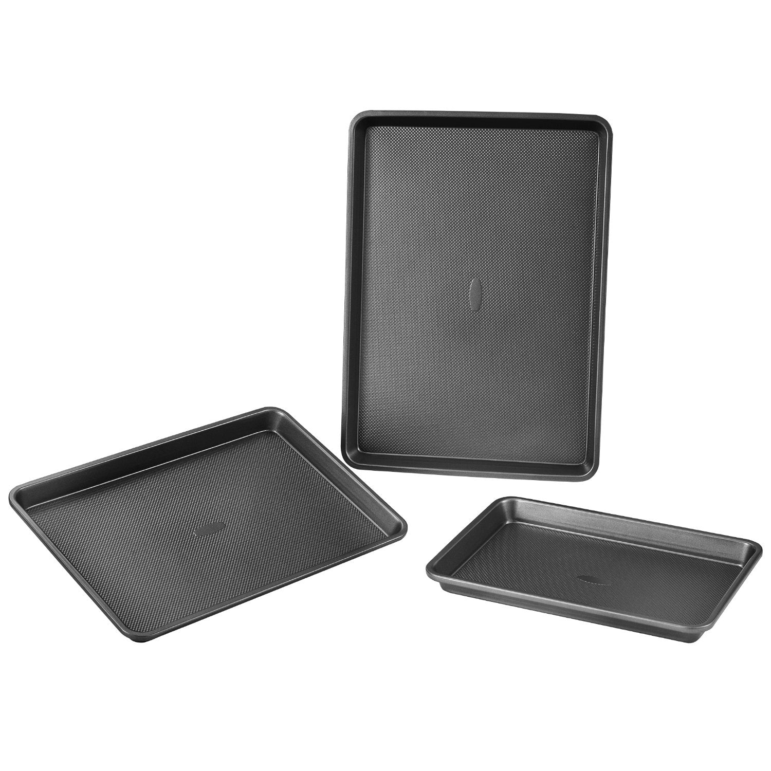 Bakeware & Accessories: VEVOR Baking Pan Set 3-Piece Nonstick Carbon Steel Set with Silicone Handles