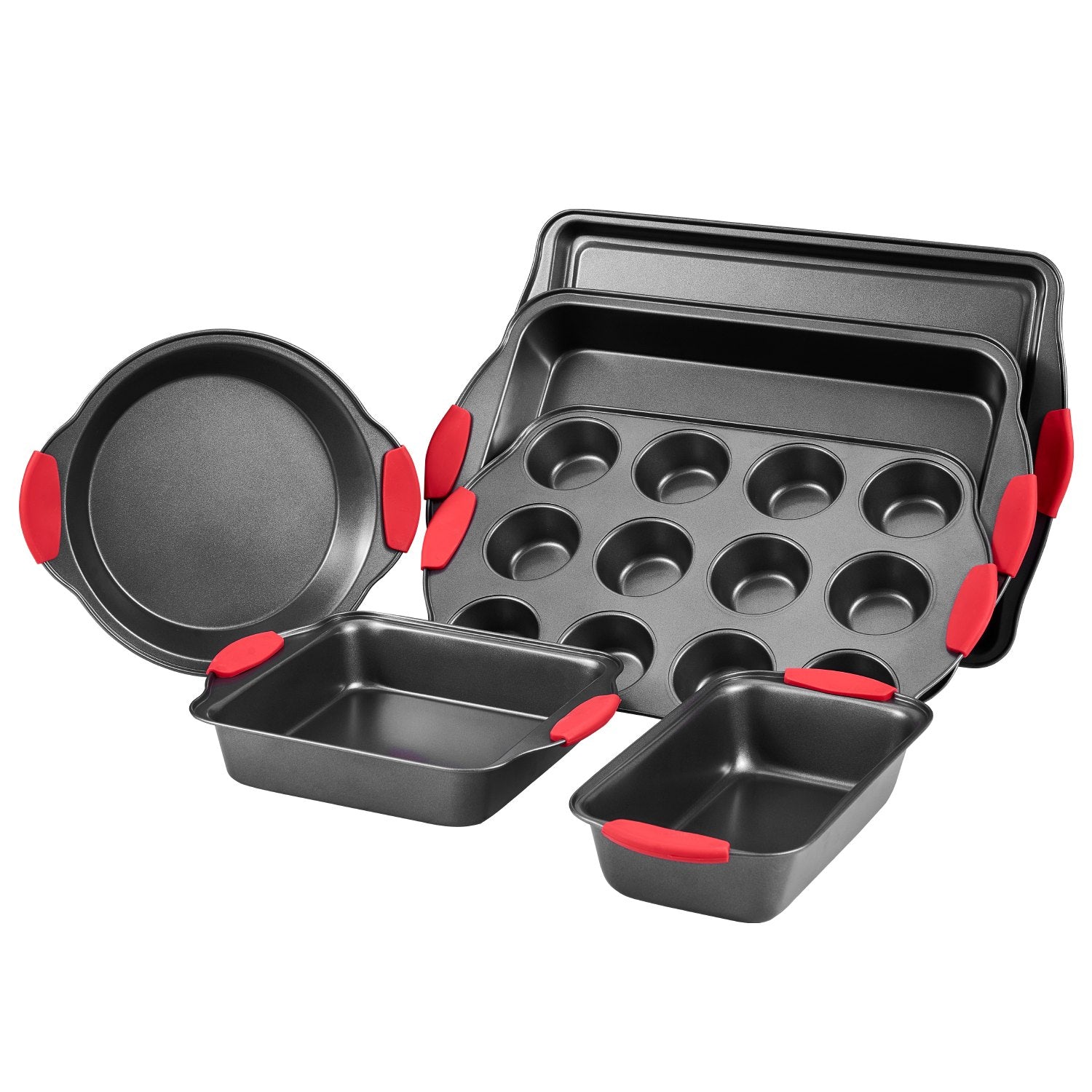 Bakeware & Accessories: VEVOR Baking Pan Set 6-Piece Nonstick Carbon Steel Set with Silicone Handles