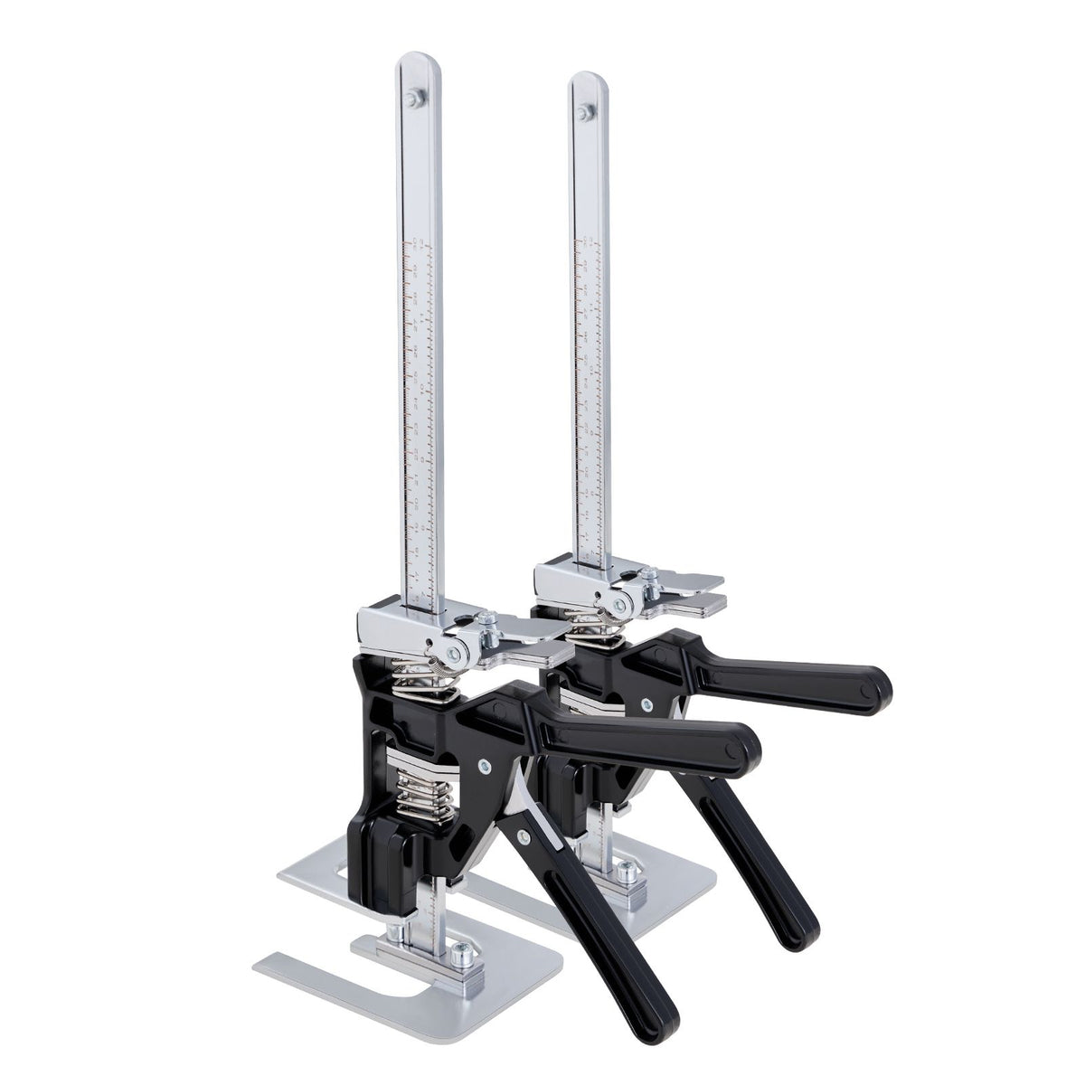 Labor Saving Arm Jack, 2 PCS 200 kg Bearing Capacity, Lifting up to 235 mm, Metal Hand Lifting Jack Tool with Magnetic Level, 2 Adjustment Modes, for Door, Window, Furniture, Woodworking, Black