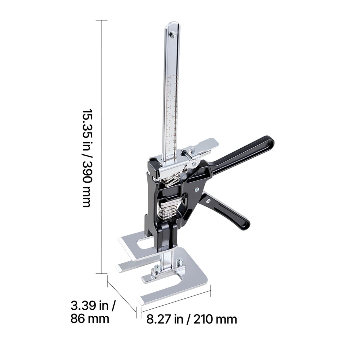 Labor Saving Arm Jack, 2 PCS 200 kg Bearing Capacity, Lifting up to 235 mm, Metal Hand Lifting Jack Tool with Magnetic Level, 2 Adjustment Modes, for Door, Window, Furniture, Woodworking, Black