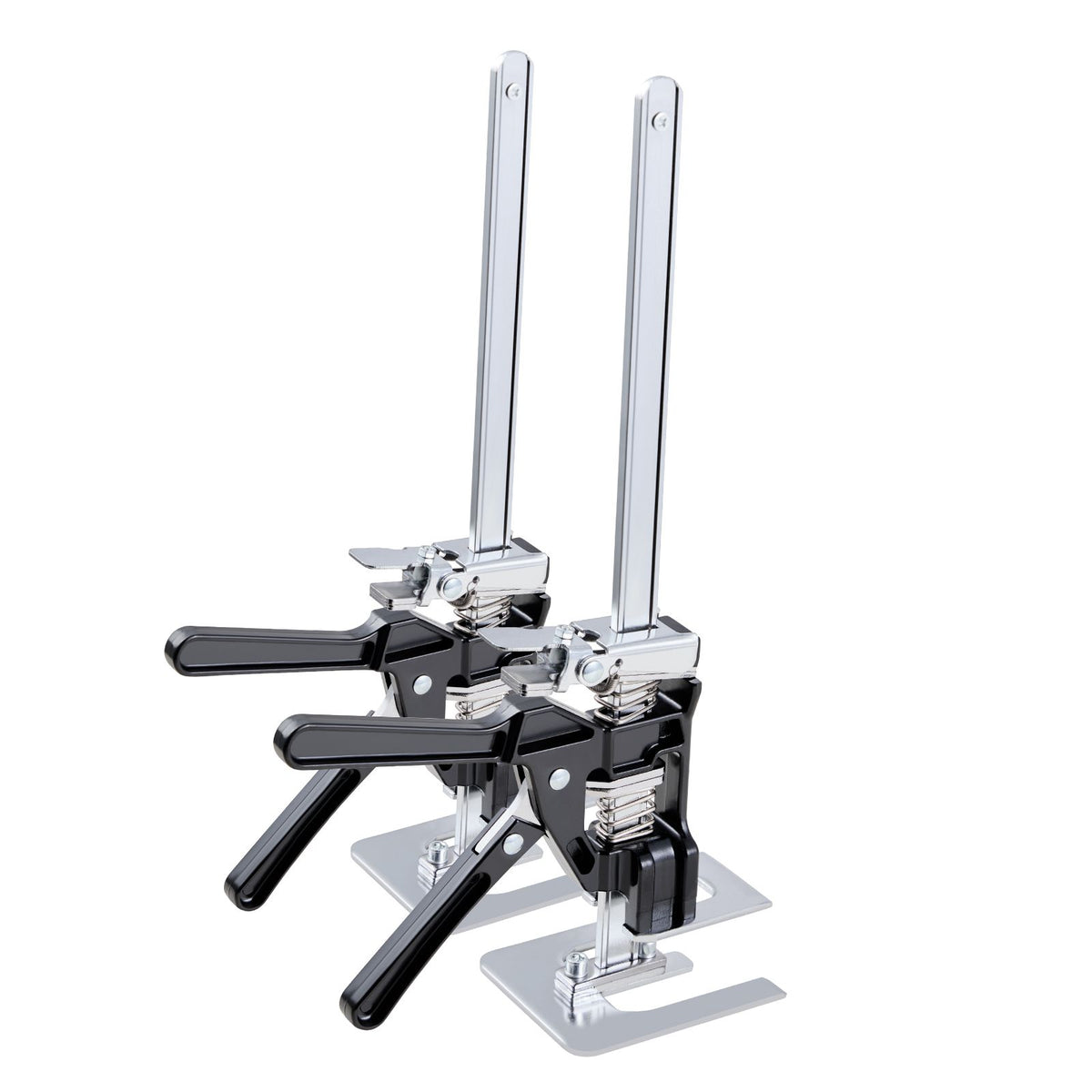 Labor Saving Arm Jack, 2 PCS 200 kg Bearing Capacity, Lifting up to 235 mm, Metal Hand Lifting Jack Tool with Magnetic Level, 2 Adjustment Modes, for Door, Window, Furniture, Woodworking, Black