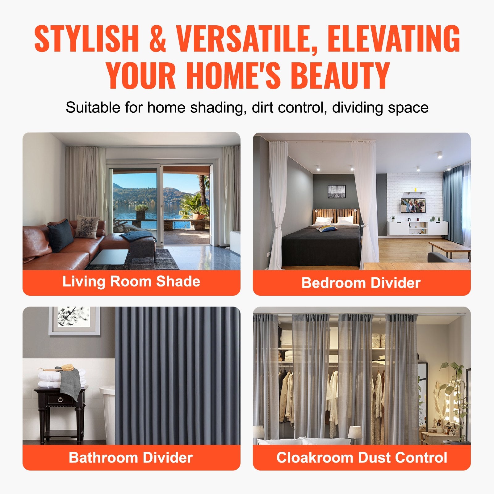 Curtain Accessories: VEVOR Ceiling Curtain Track Set 5.9 FT/1.8 Meter_oom Divider with Hooks White