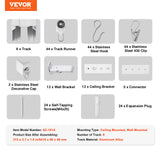 Curtains & Drapes: VEVOR Ceiling Curtain Track Set 17.7 FT/5.4 Meter Room Divider with Hooks White