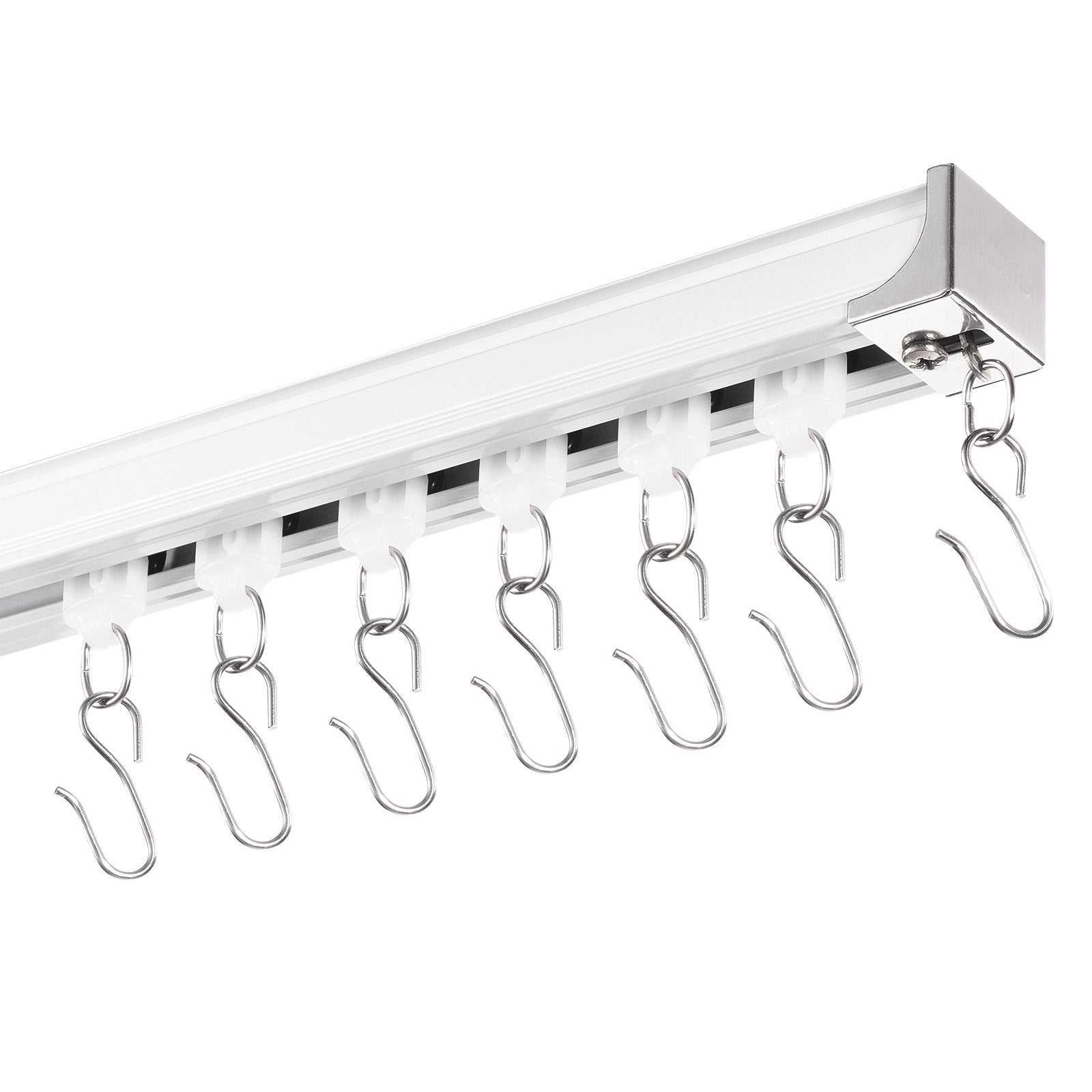 Curtains & Drapes: VEVOR Ceiling Curtain Track Set 17.7 FT/5.4 Meter Room Divider with Hooks White