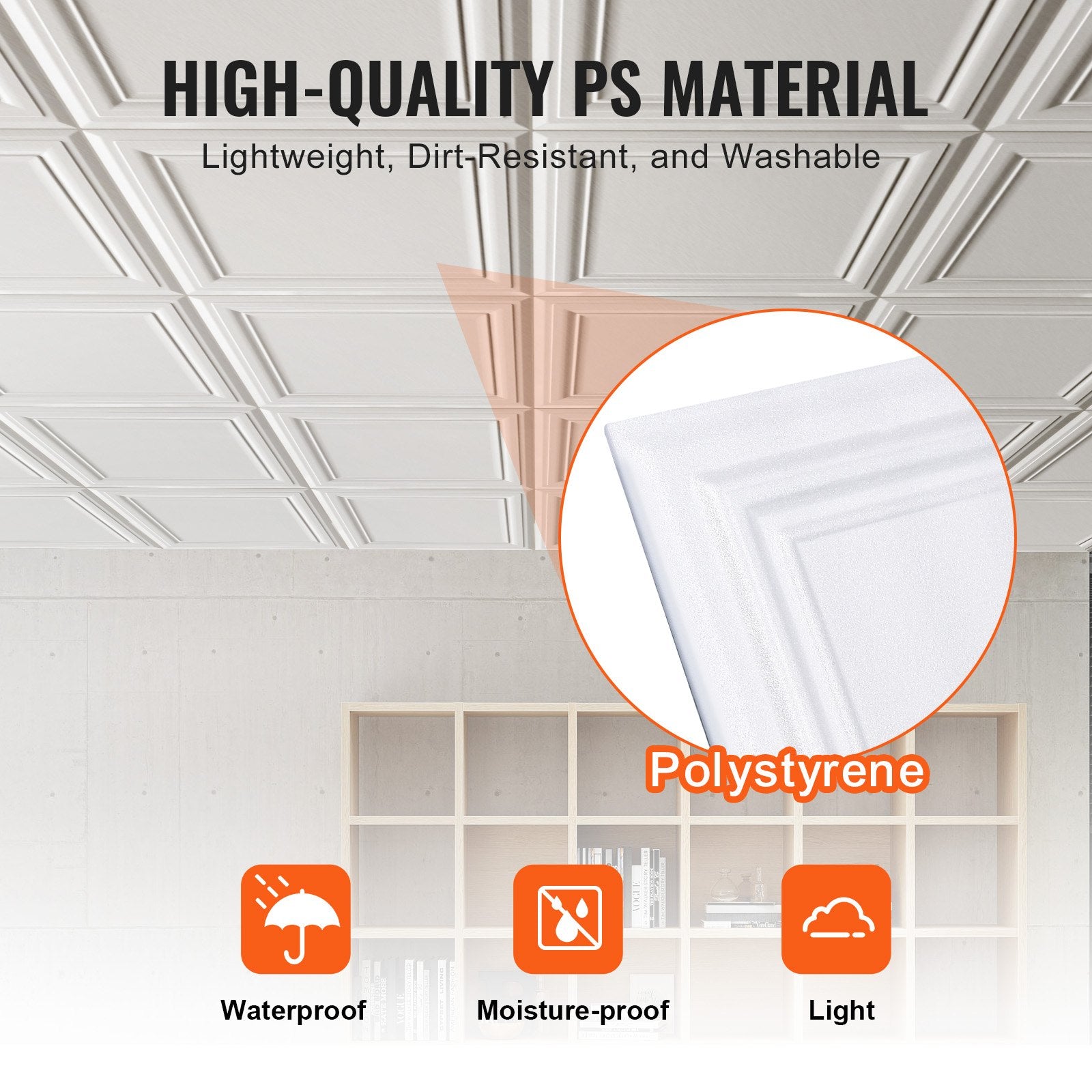 Building Toys: VEVOR Ceiling Tiles, 16-Pack 20 x 20 in, Drop Ceiling Tiles Premium Polystyrene Sheet, Easy Installation/ Cutting Plastic Glue-up Ceiling Tile, Basement Ceiling Covering for Home/Office Decoration