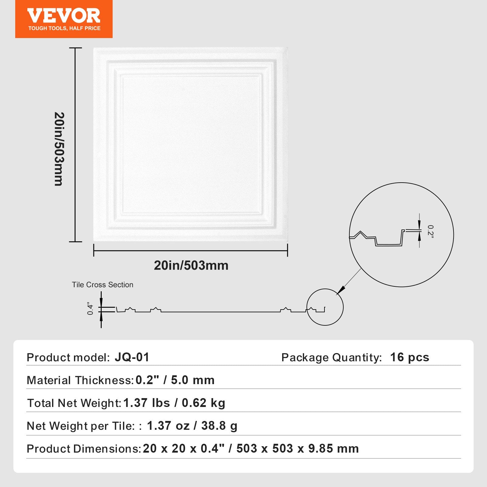 Building Toys: VEVOR Ceiling Tiles, 16-Pack 20 x 20 in, Drop Ceiling Tiles Premium Polystyrene Sheet, Easy Installation/ Cutting Plastic Glue-up Ceiling Tile, Basement Ceiling Covering for Home/Office Decoration