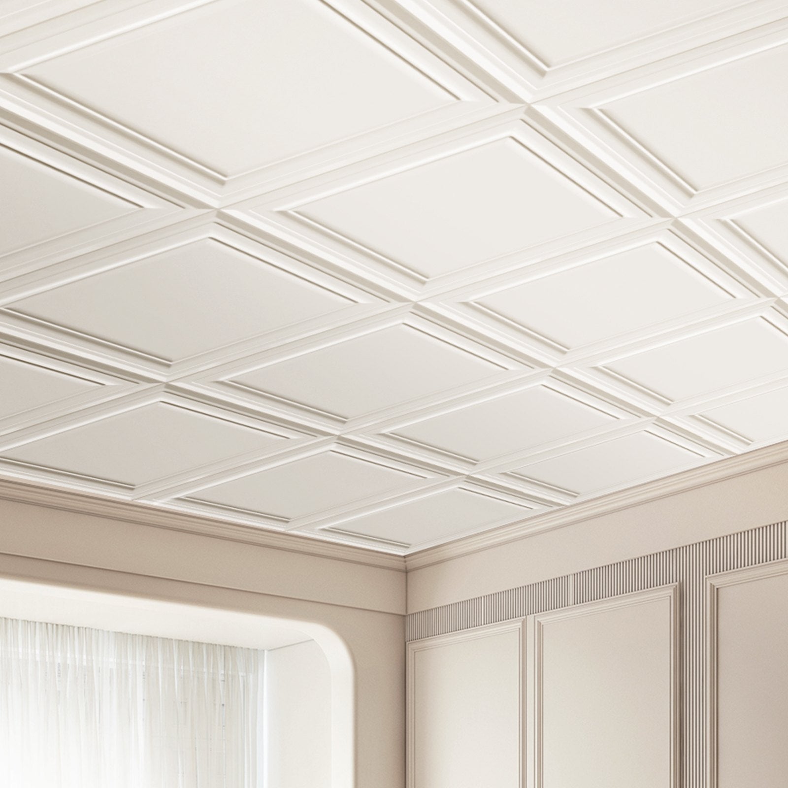 Kitchen & Bathroom DIY: VEVOR Ceiling Tiles 48-Pack 20 x 20 in Polystyrene Easy Installation Glue-up