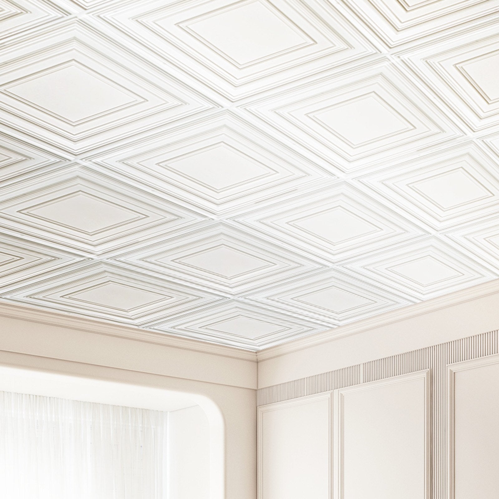 Kitchen & Bathroom DIY: VEVOR Ceiling Tiles 12-Pack 24 x 24 in PVC Easy Installation White Peg Pattern