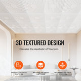 Kitchen & Bathroom DIY: VEVOR Ceiling Tiles 12-Pack 24 x 24 in PVC Easy Installation White Echo Pattern