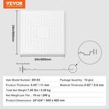 Kitchen & Bathroom DIY: VEVOR Ceiling Tiles 12-Pack 24 x 24 in PVC Easy Installation White Echo Pattern
