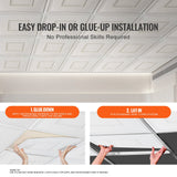 Kitchen & Bathroom DIY: VEVOR Ceiling Tiles 12-Pack 24 x 24 in PVC Easy Installation White Geometric